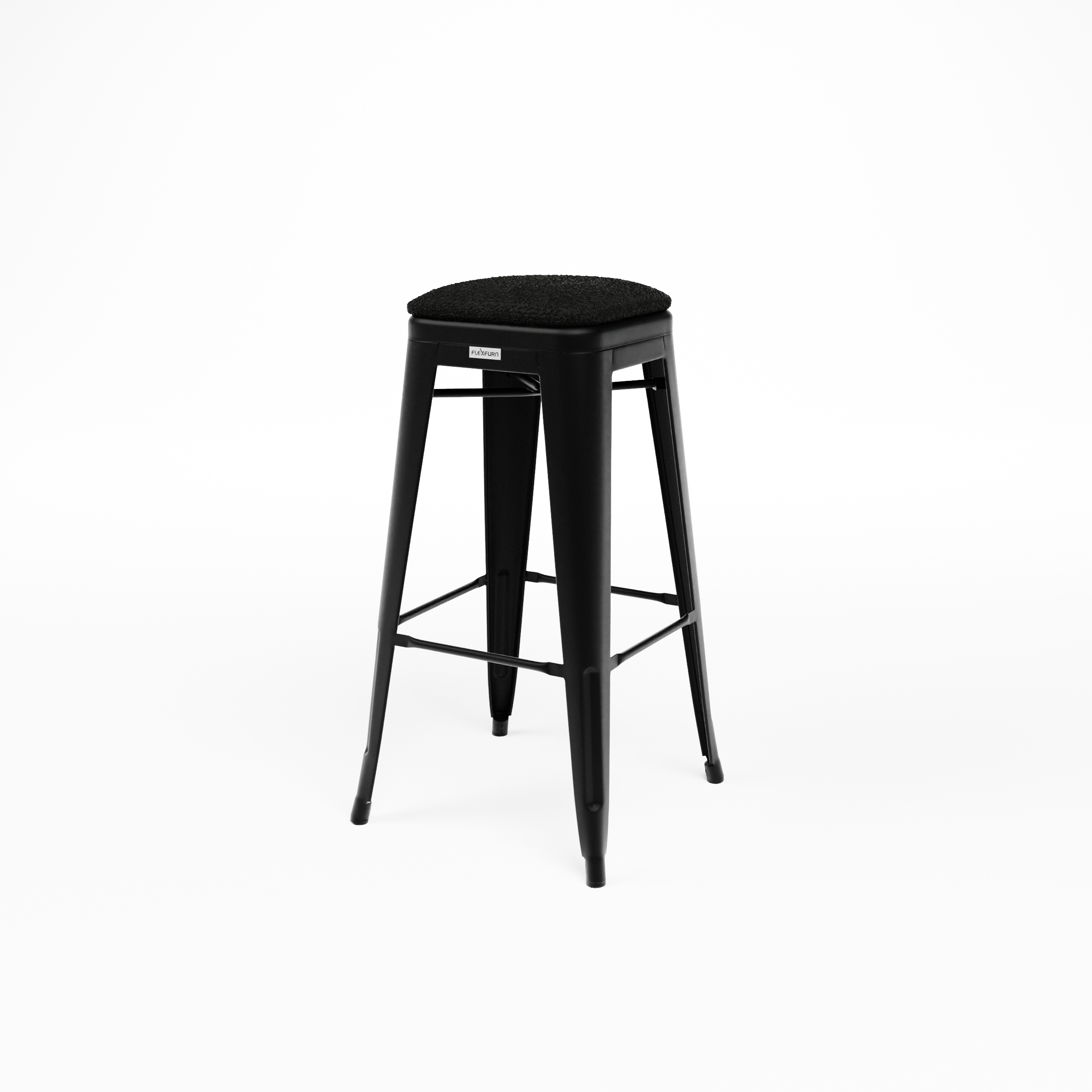 Steel velour bar stool with seat cushion